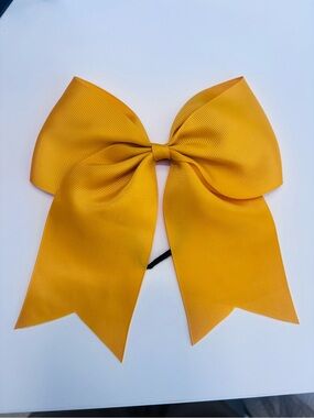 Gold Cheer Hair Bow with Ponytail Holder